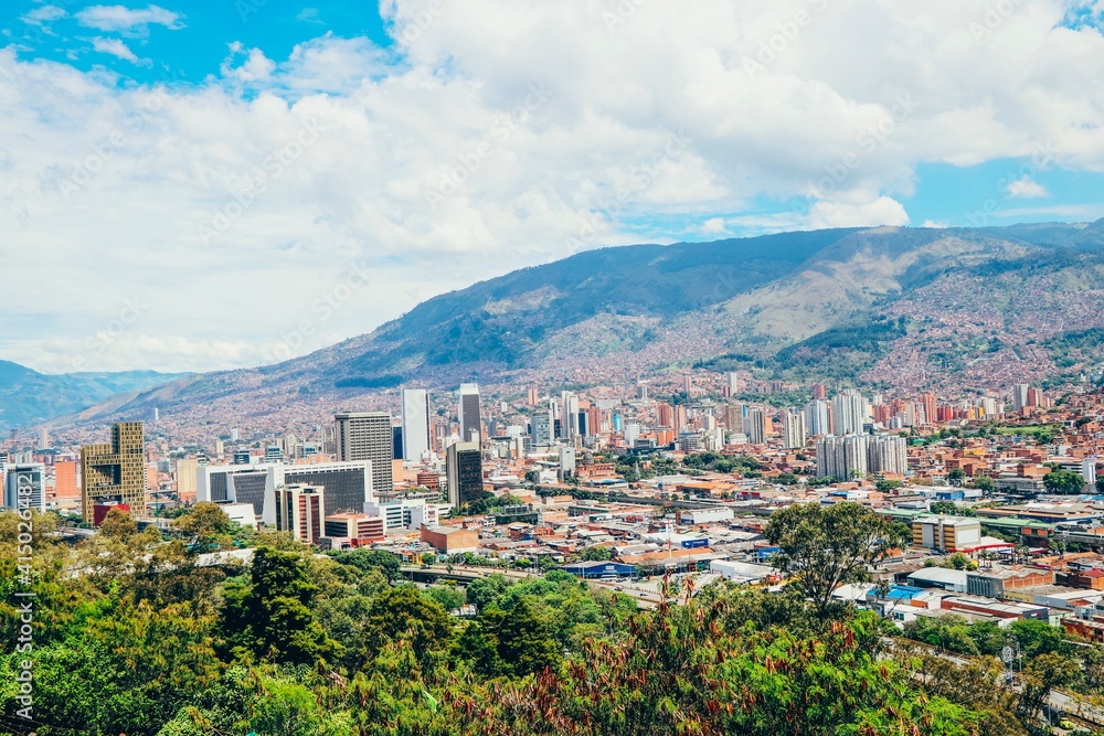 Panoramic city view of Medellin, Colombia