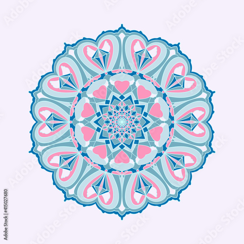 Mandala ethnic round element. Hand drawn doodle background in circle.