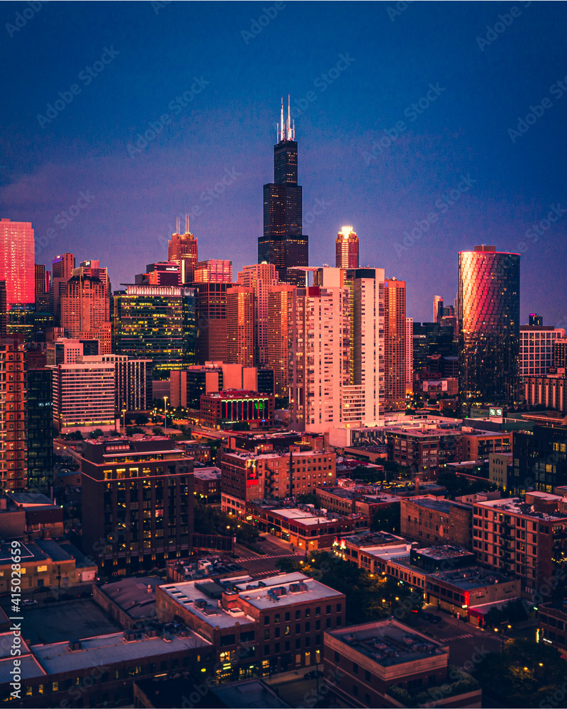 Obraz premium Chicago Skyline View from Drone