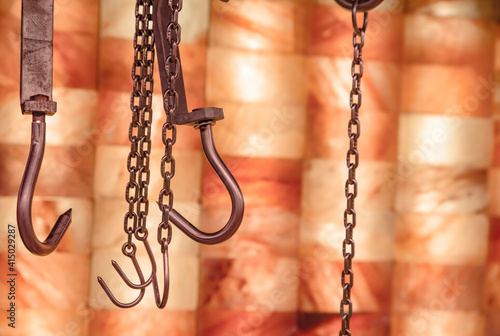 Tableau sur toile Hook for hanging meat in the store.