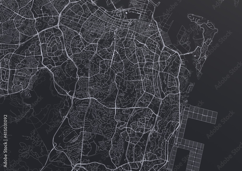 Obraz premium huge city top view. illustration in casual graphic design. fragments of Singapore 3d render