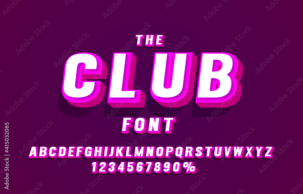 Club font set collection, letters and numbers symbol. Vector