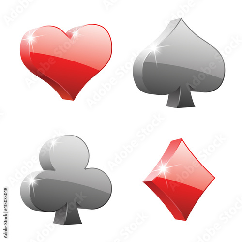 vector glass hearts spades clubs diamonds symbol