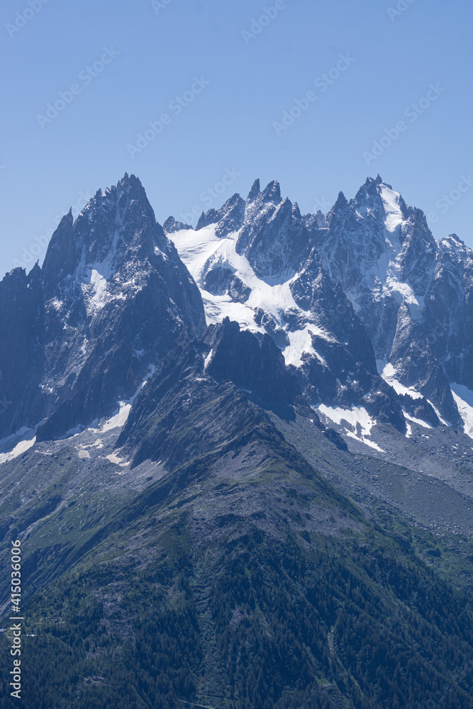 The alps and the nature of mont blanc seen during a beautiful summer day near the village of Chamonix, France - August 2020. The alps and the nature of mont blanc seen during a beautiful summer day near the village of Chamonix, France - August 2020.