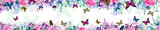 A long horizontal frame with butterflies. site header. Vector illustration