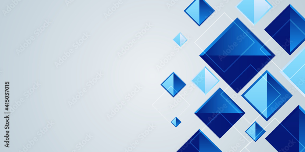 Obraz premium Abstract modern business tech geometrical white gold and blue with triangle square diamond background. illustration vector design. Vector illustration design for presentation, banner, cover, web