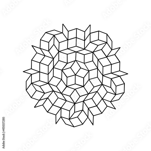 pattern parquet and penrose mosaics. black and white