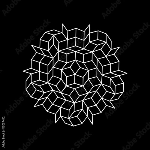 pattern parquet and penrose mosaics. black and white