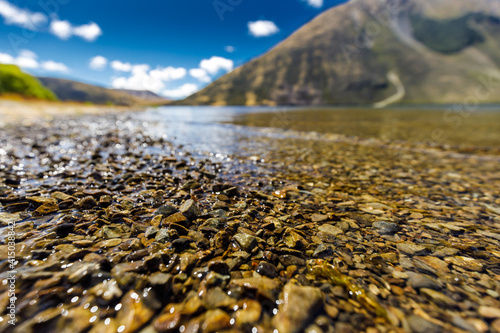 Aspect of beautiful Lake Pearson (Moana Rua) in the Arthur's Pass, Southern Alps, South Island, New Zealand photo