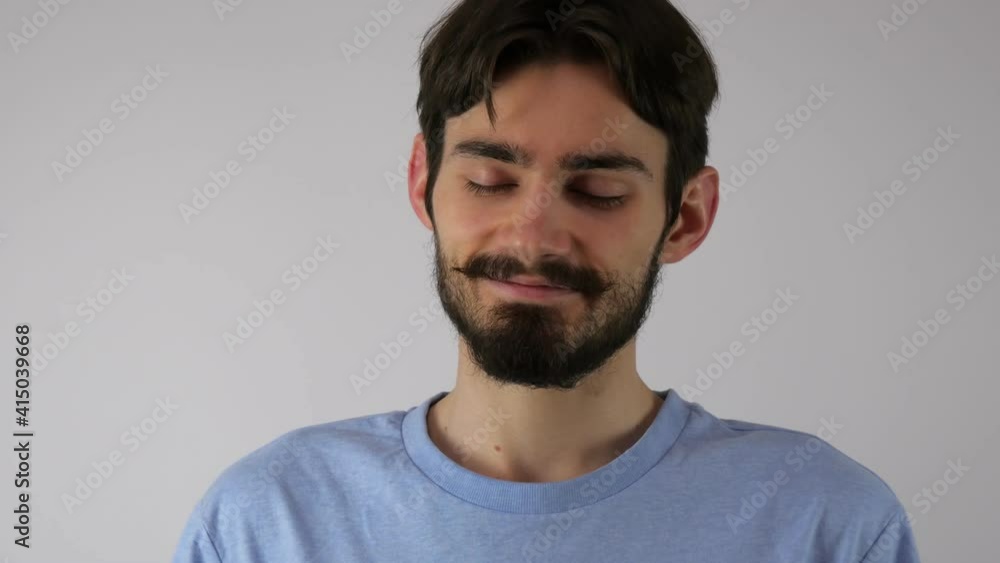 Funny man with a bouquet of tulips. Bearded man holding flowers. Two bouquets of flowers. Valentine's Day. Women's Day. Spring holiday. Cheerful emotions. 4K Funny man with a bouquet of tulips. Bearded man holding flowers. Two bouquets of flowers. Valentine's Day. Women's Day. Spring holiday. Cheerful emotions. 4K