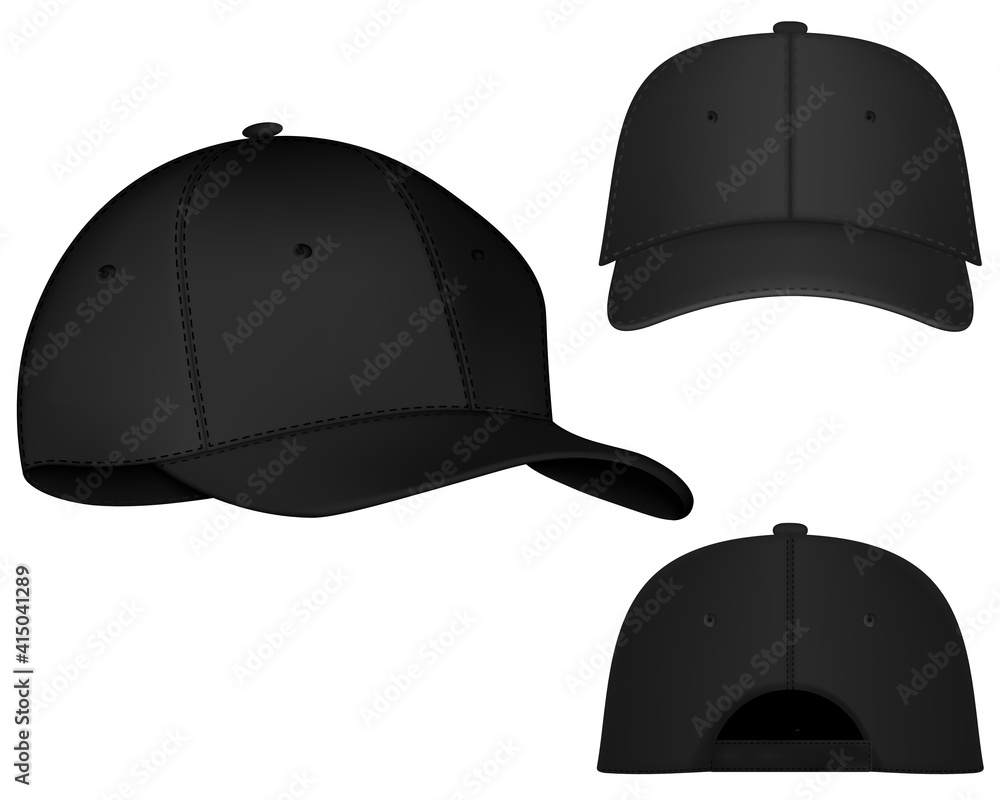 Vector baseball cap front and side view. Mockup isolated on transparent ...