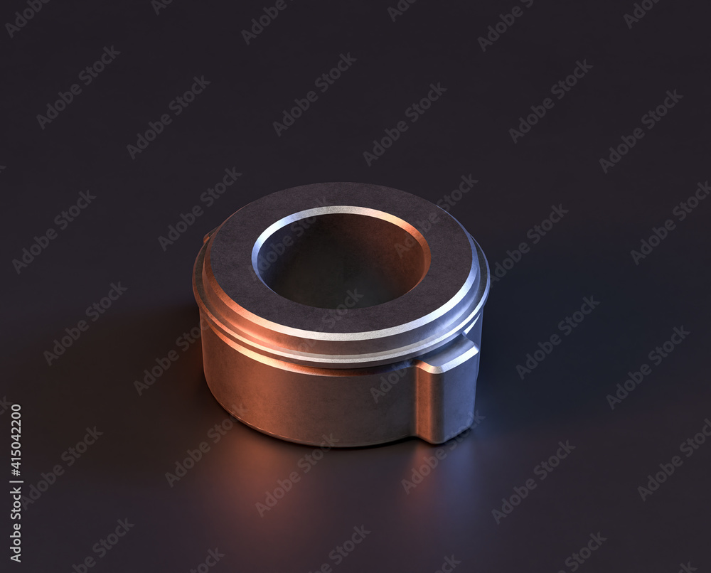 Shiny metal mechanical spare small part of machine in machinery and automotive industry, 3d rendering, isometric Shiny metal mechanical spare small part of machine in machinery and automotive industry, 3d rendering, isometric