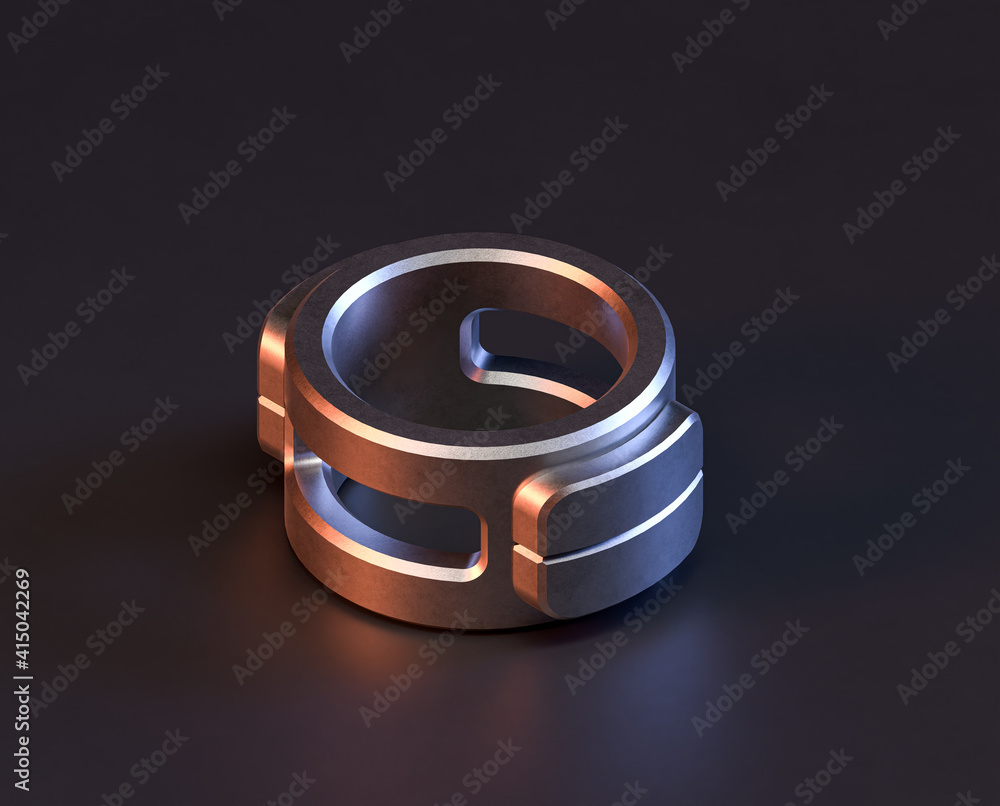 Shiny metal mechanical spare small part of machine in machinery and automotive industry, 3d rendering, isometric Shiny metal mechanical spare small part of machine in machinery and automotive industry, 3d rendering, isometric