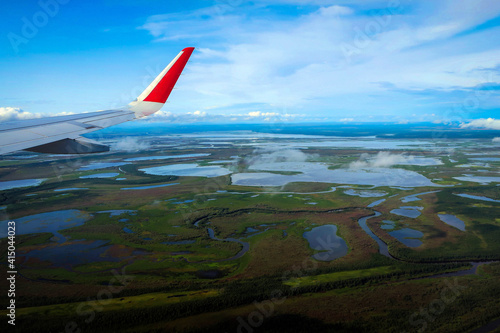 River Ob aerial view near Salekhard by summer, Yamalo-Nenets Autonomous Region, Russia photo