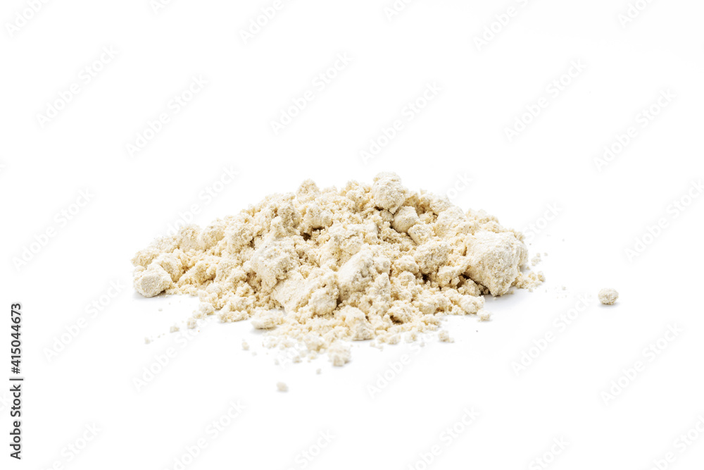 dry wasabi powder isolated on a white background. above view dry wasabi powder isolated on a white background. above view