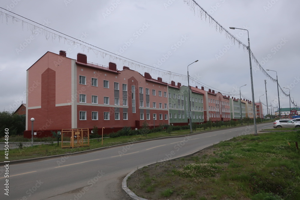 Residential houses in Labytnangi town by summer, Yamalo-Nenets Autonomous Region, Russia