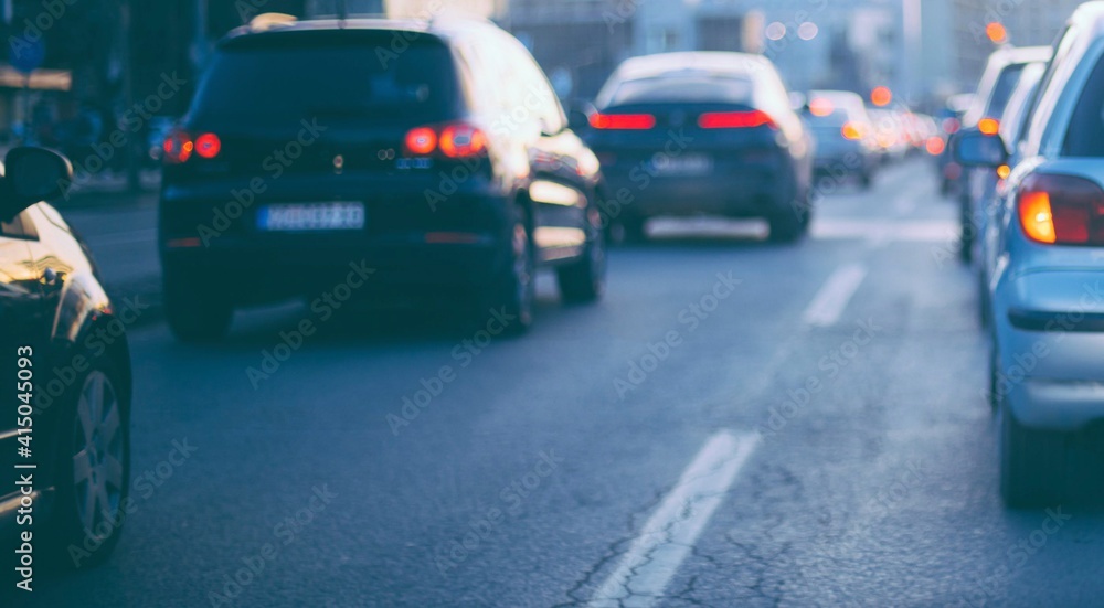 Traffic jam cars driving on highway Traffic jam cars driving on highway