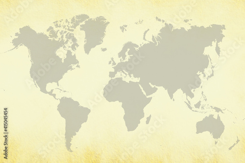 Fototapeta Naklejka Na Ścianę i Meble -  World map isolated on yellow background