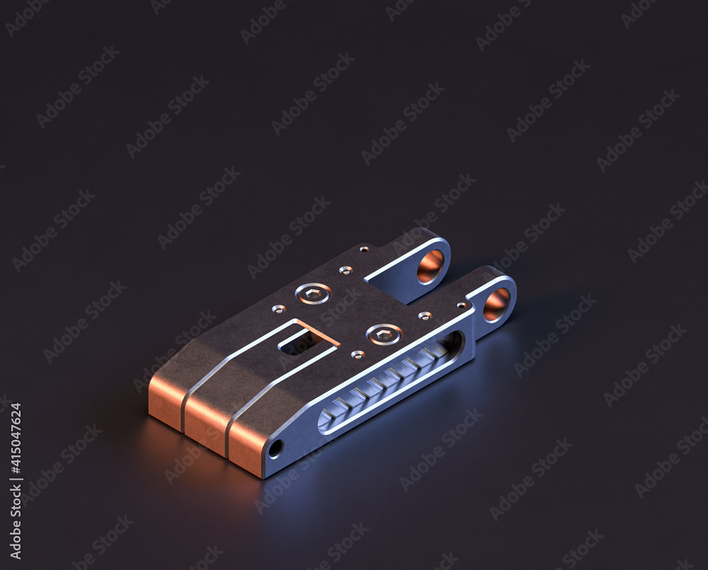 Shiny metal mechanical spare small part of machine in machinery and automotive industry, 3d rendering, isometric Shiny metal mechanical spare small part of machine in machinery and automotive industry, 3d rendering, isometric