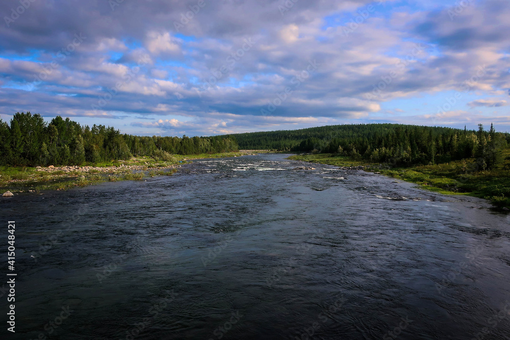 Sob River view by summer, Yamalo-Nenets Autonomous Region, Russia