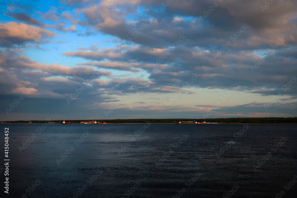 River Ob view by summer near Salekhard, Yamalo-Nenets Autonomous Region, Russia