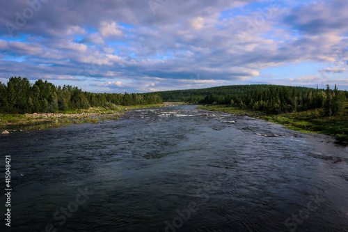 Sob River view by summer  Yamalo-Nenets Autonomous Region  Russia