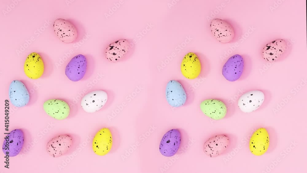 Easter eggs appear on paste pink theme. Stop motion Easter eggs appear on paste pink theme. Stop motion
