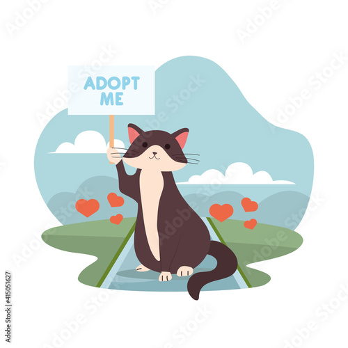 adopt me lettering in label with cat