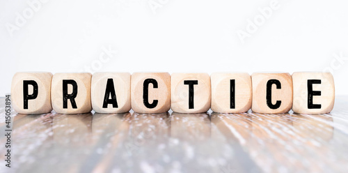 PRACTICE word made with building blocks