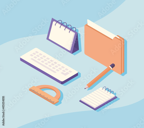 documents and supplies work place equipment icons