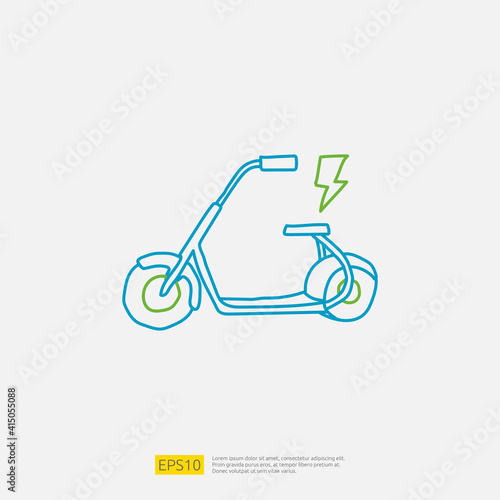 electric scooter doodle icon. electrical vehicle concept sign symbol. Modern city ecological transport vector illustration