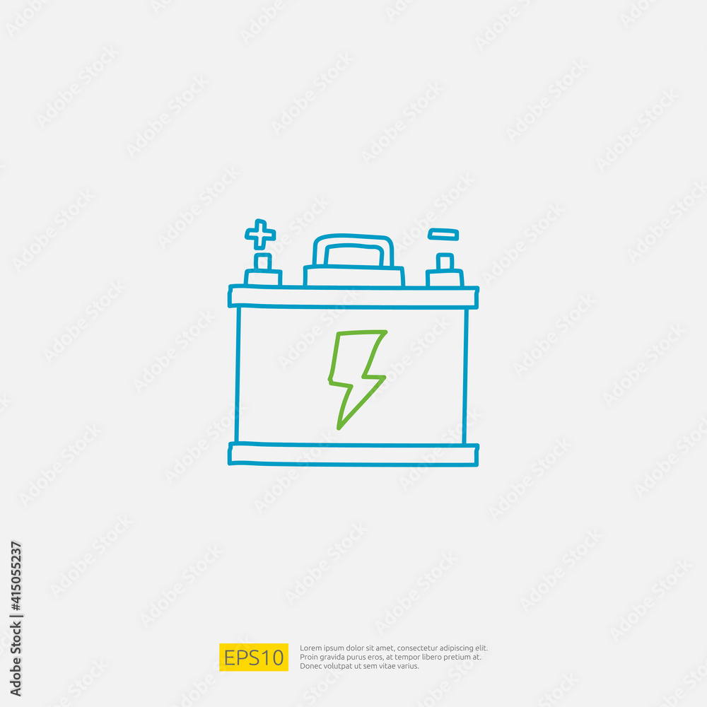 accu electric acid battery doodle icon. sign symbol for vehicle concept. eco green friendly transportation on white background vector illustration accu electric acid battery doodle icon. sign symbol for vehicle concept. eco green friendly transportation on white background vector illustration