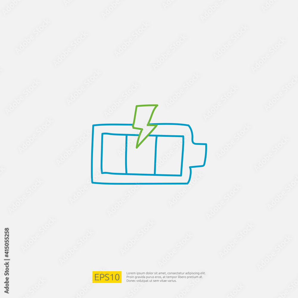 electric battery doodle icon. sign symbol for vehicle concept. eco green friendly transportation on white background vector illustration electric battery doodle icon. sign symbol for vehicle concept. eco green friendly transportation on white background vector illustration