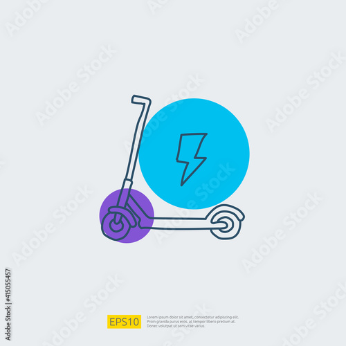 electric scooter doodle icon. electrical vehicle concept sign symbol. Modern city ecological transport vector illustration