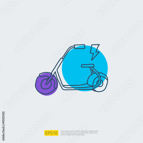 electric scooter doodle icon. electrical vehicle concept sign symbol. Modern city ecological transport vector illustration