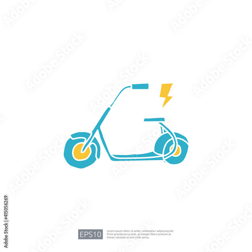electric scooter doodle icon. electrical vehicle concept sign symbol. Modern city ecological transport vector illustration