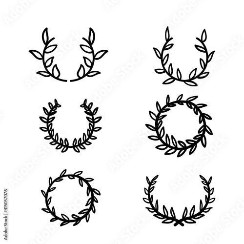 hand drawn doodle Laurel wreath illustration vector isolated background