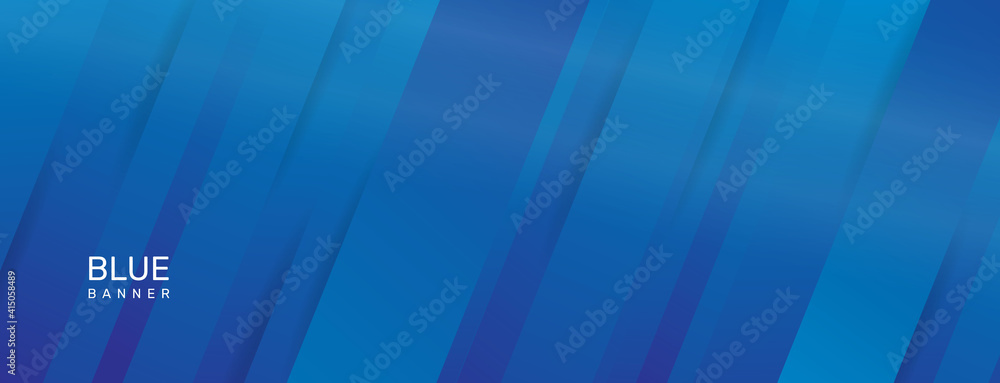 Obraz premium Blue banner with diagonal stripes pattern. - Vector.