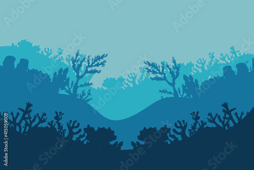 Fototapeta Naklejka Na Ścianę i Meble -  corals and algaes silhouettes nature scene