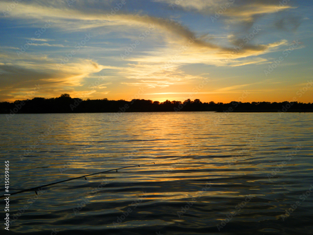 Fototapeta premium sunset over lake