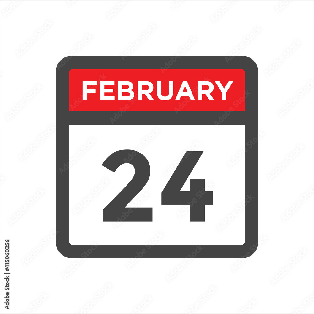 February 24 calendar icon with day of month February 24 calendar icon with day of month