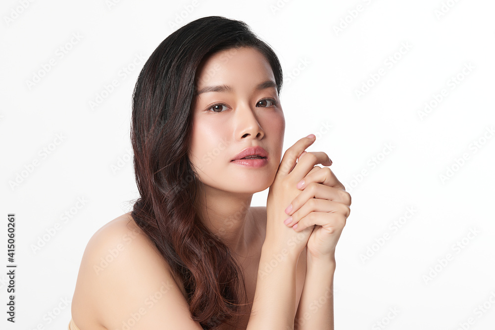 Beautiful young asian woman with clean fresh skin on white background, Face care, Facial treatment, Cosmetology, beauty and spa, Asian women portrait Beautiful young asian woman with clean fresh skin on white background, Face care, Facial treatment, Cosmetology, beauty and spa, Asian women portrait