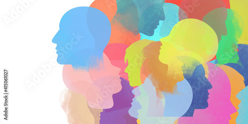 Different people silhouettes background photo