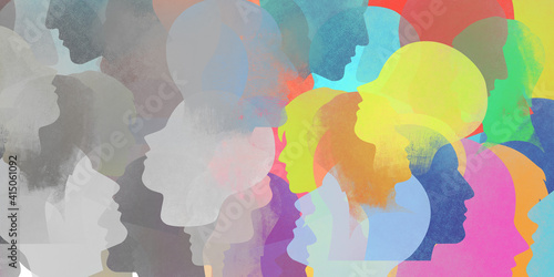 Different people silhouettes background photo