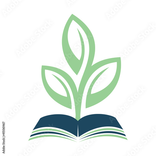 Book Tree Vector Template Design. Educational Tree On Book Template..
