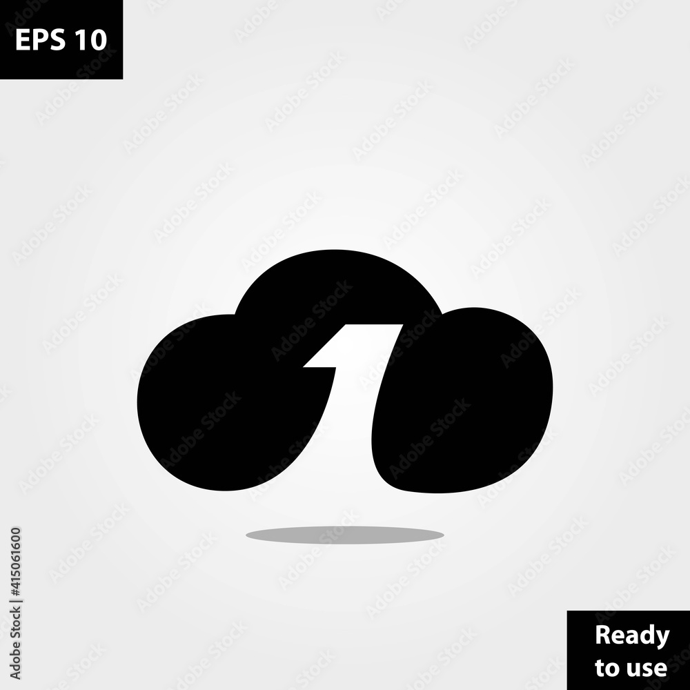 Cloud first with number one in negative space inside logo company, logo vector template design. Ready to use, easy for edit. Cloud first with number one in negative space inside logo company, logo vector template design. Ready to use, easy for edit.