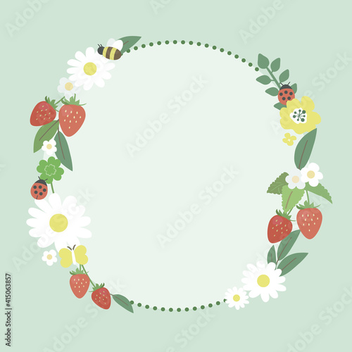 花のフレーム（かわいい・ベクター）