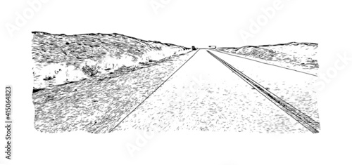 Building view with landmark of Cairo is the
capital of Egypt. Hand drawn sketch illustration in vector.