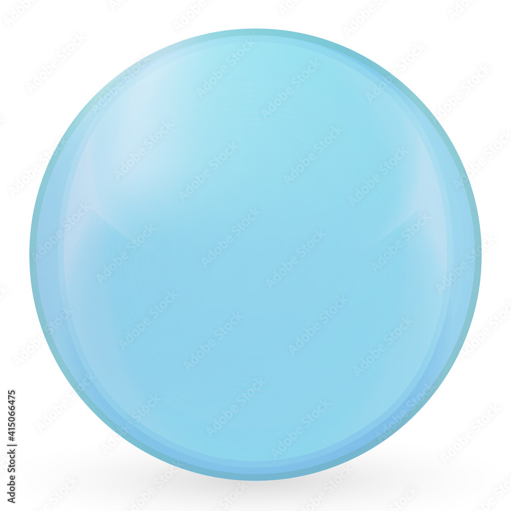 Glass blue ball or precious pearl. Glossy realistic ball, 3D abstract vector illustration highlighted on a white background. Big metal bubble with shadow. Glass blue ball or precious pearl. Glossy realistic ball, 3D abstract vector illustration highlighted on a white background. Big metal bubble with shadow.