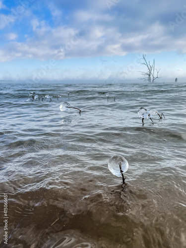 Lake Waco in Waco, Texas during winter storm Uri in February, 2021